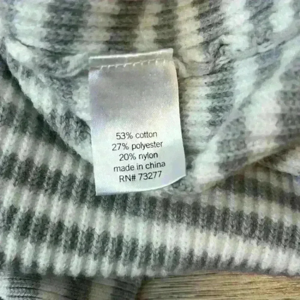 Sonoma Grey & White Striped Pullover Sweater Size M